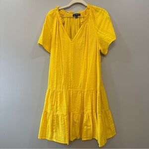 J.Crew Ruffle-Trim Tiered Dress Cotton Dobby Yellow Size Large